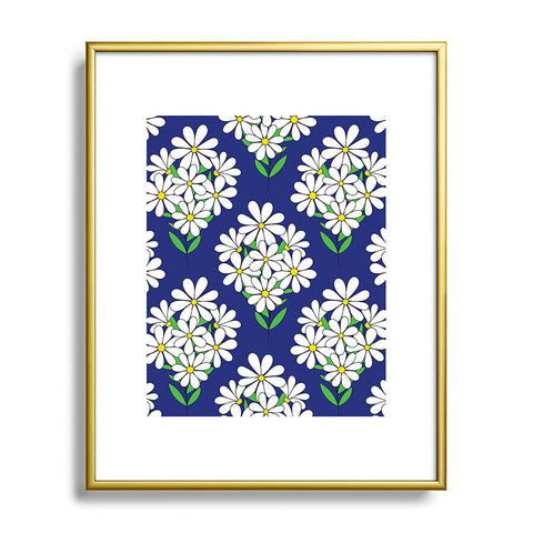 Jenean Morrison Daisy Bouquet Blue Metal Framed Art Print
