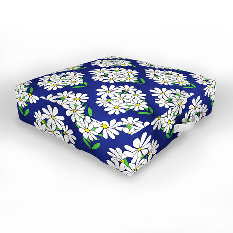 Jenean Morrison Daisy Bouquet Blue Outdoor Floor Cushion