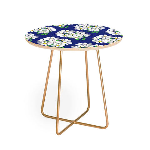 Jenean Morrison Daisy Bouquet Blue Round Side Table