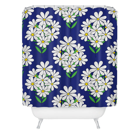 Jenean Morrison Daisy Bouquet Blue Shower Curtain