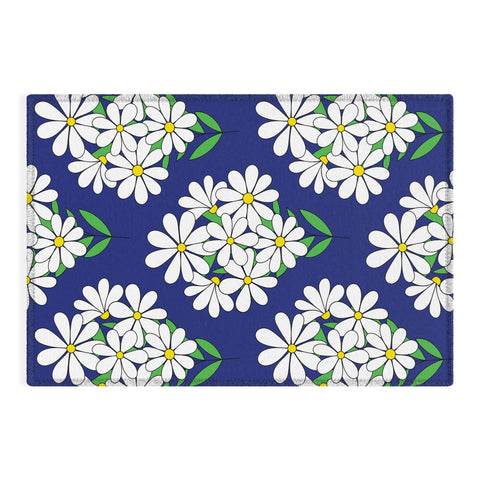 Jenean Morrison Daisy Bouquet Blue Outdoor Rug