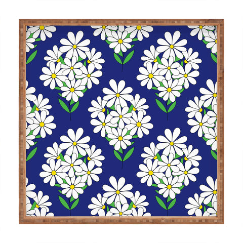 Jenean Morrison Daisy Bouquet Blue Square Tray