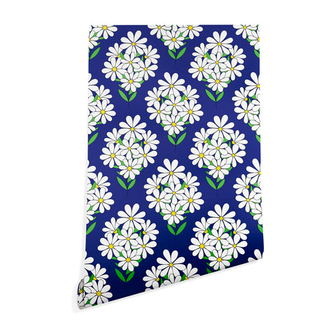 Jenean Morrison Daisy Bouquet Blue Wallpaper
