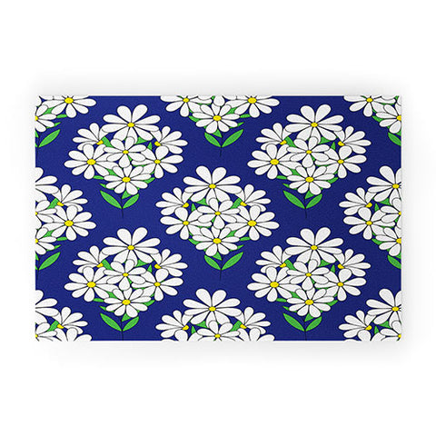 Jenean Morrison Daisy Bouquet Blue Welcome Mat