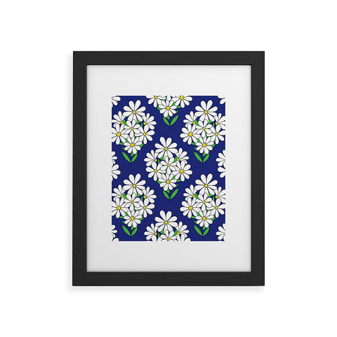 Jenean Morrison Daisy Bouquet Blue Framed Art Print