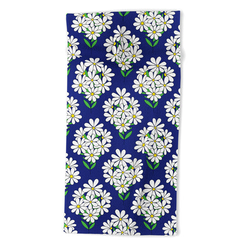 Jenean Morrison Daisy Bouquet Blue Beach Towel