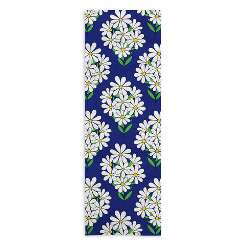 Jenean Morrison Daisy Bouquet Blue Yoga Towel