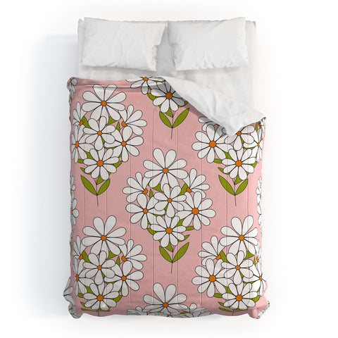 Jenean Morrison Daisy Bouquet Pink Comforter