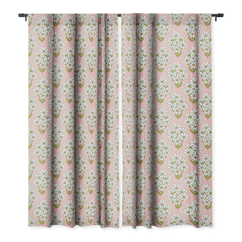 Jenean Morrison Daisy Bouquet Pink Blackout Window Curtain