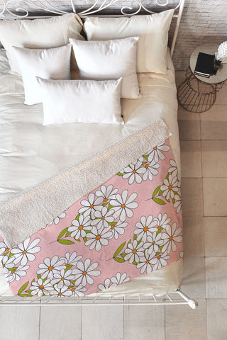 Jenean Morrison Daisy Bouquet Pink Fleece Throw Blanket