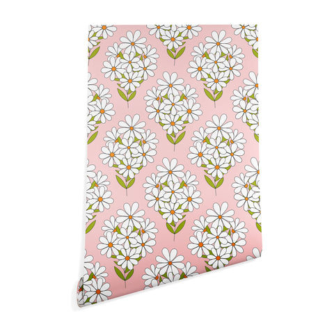 Jenean Morrison Daisy Bouquet Pink Wallpaper