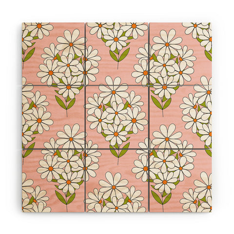 Jenean Morrison Daisy Bouquet Pink Wood Wall Mural