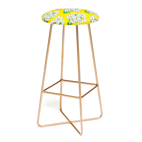 Jenean Morrison Daisy Bouquet Yellow Bar Stool