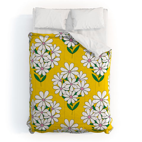 Jenean Morrison Daisy Bouquet Yellow Comforter