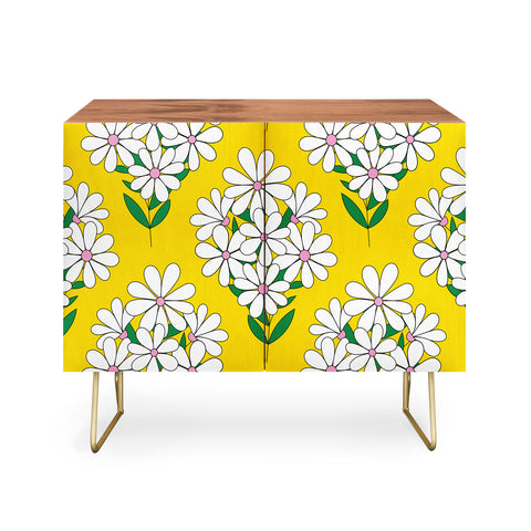 Jenean Morrison Daisy Bouquet Yellow Credenza