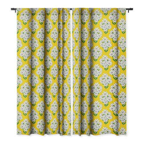 Jenean Morrison Daisy Bouquet Yellow Blackout Window Curtain