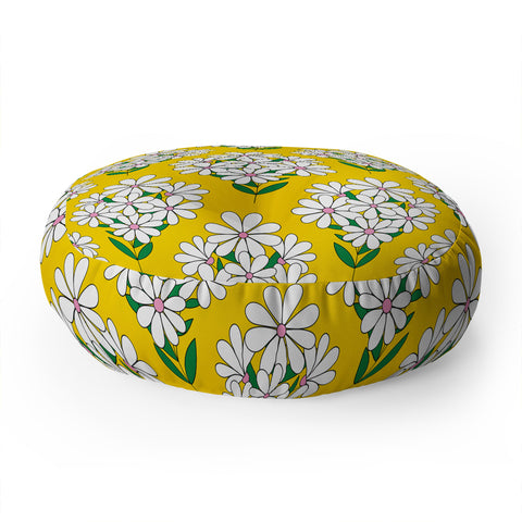 Jenean Morrison Daisy Bouquet Yellow Floor Pillow Round