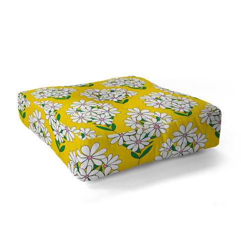 Jenean Morrison Daisy Bouquet Yellow Floor Pillow Square