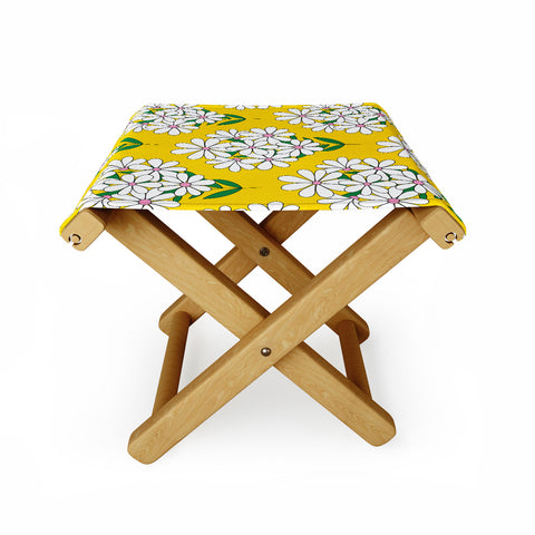 Jenean Morrison Daisy Bouquet Yellow Folding Stool
