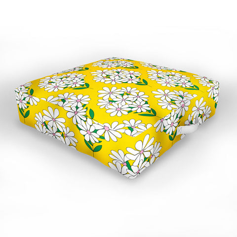Jenean Morrison Daisy Bouquet Yellow Outdoor Floor Cushion