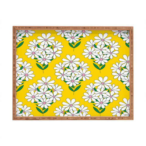 Jenean Morrison Daisy Bouquet Yellow Rectangular Tray