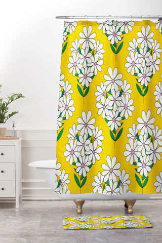 Jenean Morrison Daisy Bouquet Yellow Shower Curtain And Mat