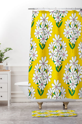 Jenean Morrison Daisy Bouquet Yellow Shower Curtain And Mat