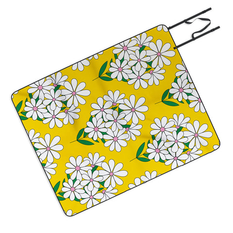 Jenean Morrison Daisy Bouquet Yellow Picnic Blanket