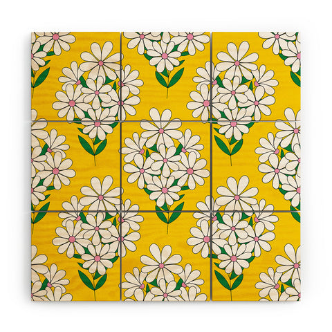 Jenean Morrison Daisy Bouquet Yellow Wood Wall Mural