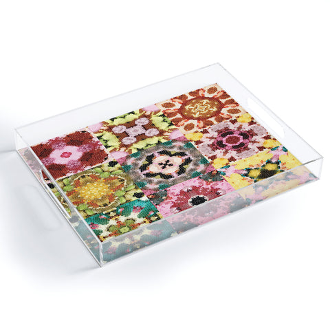 Jenean Morrison Floral Cross Stitch Acrylic Tray