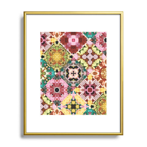 Jenean Morrison Floral Cross Stitch Metal Framed Art Print