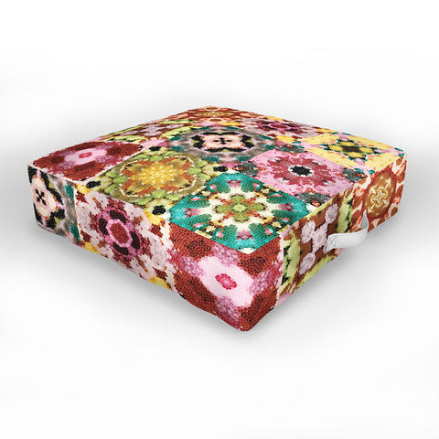 Jenean Morrison Floral Cross Stitch Outdoor Floor Cushion