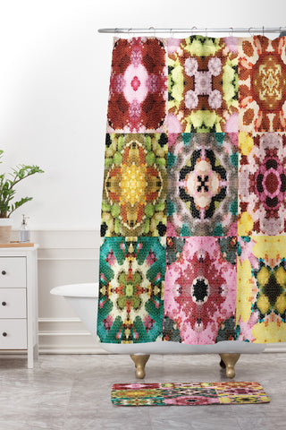 Jenean Morrison Floral Cross Stitch Shower Curtain And Mat