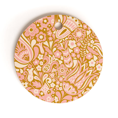 Jenean Morrison Floral Fair in Gold Cutting Board Round