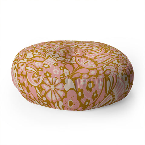 Jenean Morrison Floral Fair in Gold Floor Pillow Round