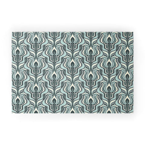 Jenean Morrison Floral Flame in Blue Welcome Mat