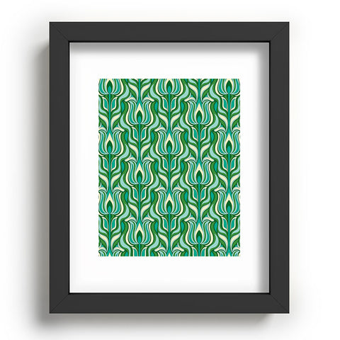 Jenean Morrison Floral Flame in Green Recessed Framing Rectangle