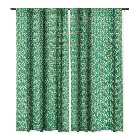 Jenean Morrison Floral Flame in Green Blackout Window Curtain