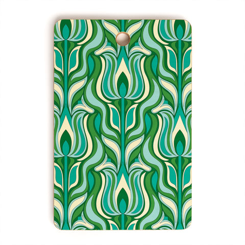 Jenean Morrison Floral Flame in Green Cutting Board Rectangle