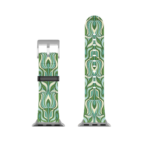 Jenean Morrison Floral Flame in Green Apple Watch Band