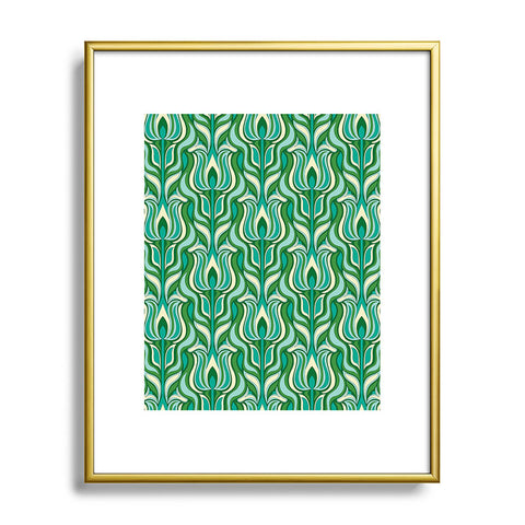 Jenean Morrison Floral Flame in Green Metal Framed Art Print