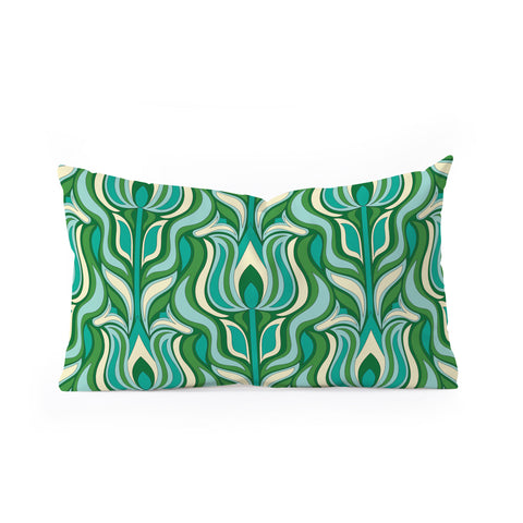Jenean Morrison Floral Flame in Green Oblong Throw Pillow
