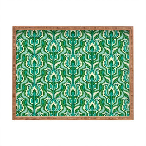 Jenean Morrison Floral Flame in Green Rectangular Tray