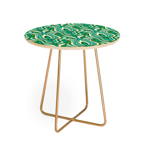 Jenean Morrison Floral Flame in Green Round Side Table