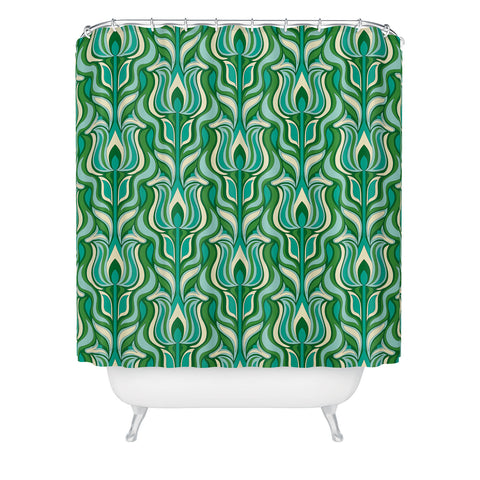 Jenean Morrison Floral Flame in Green Shower Curtain