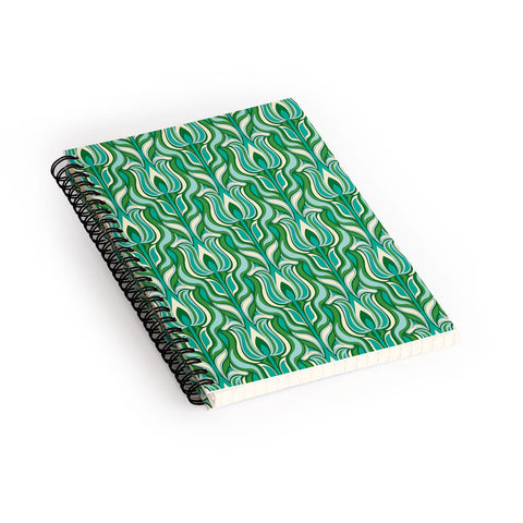 Jenean Morrison Floral Flame in Green Spiral Notebook