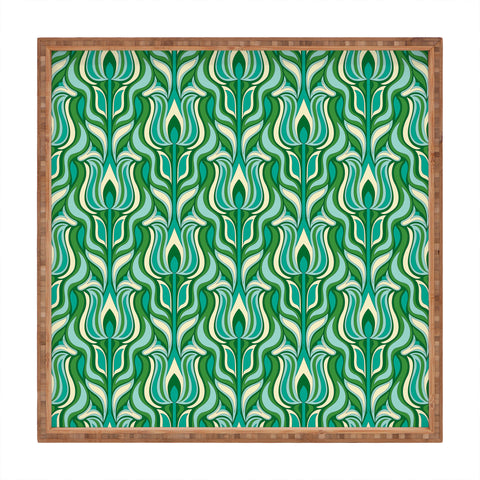 Jenean Morrison Floral Flame in Green Square Tray