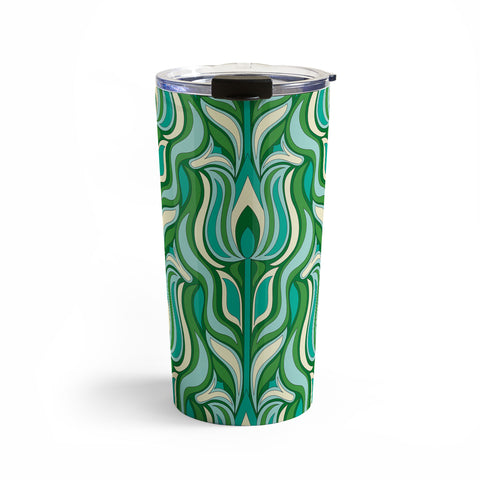 Jenean Morrison Floral Flame in Green Travel Mug