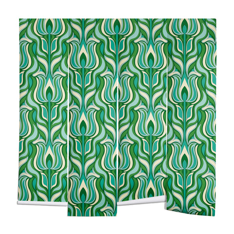 Jenean Morrison Floral Flame in Green Wall Mural