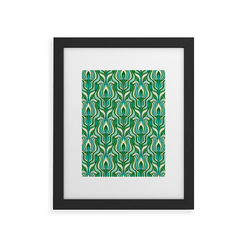 Jenean Morrison Floral Flame in Green Framed Art Print